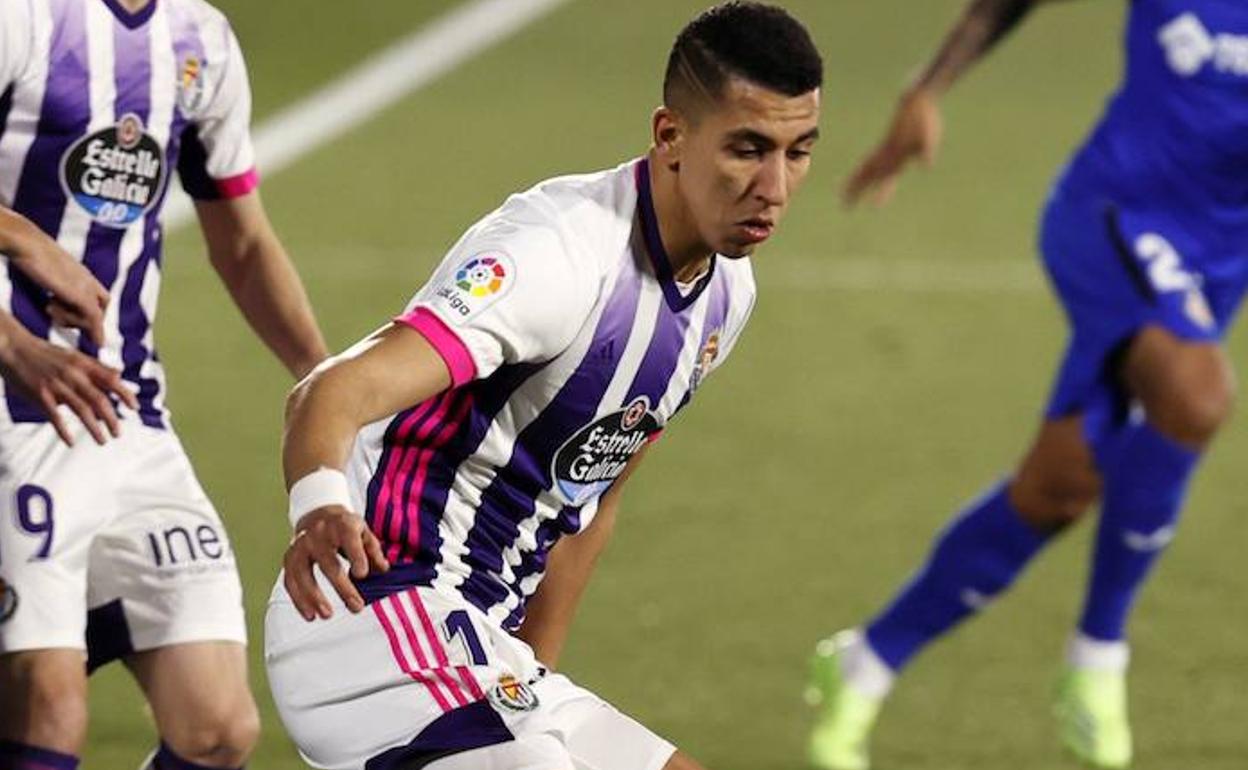 Jawad El Yamiq, durante el último Getafe-Real Valladolid