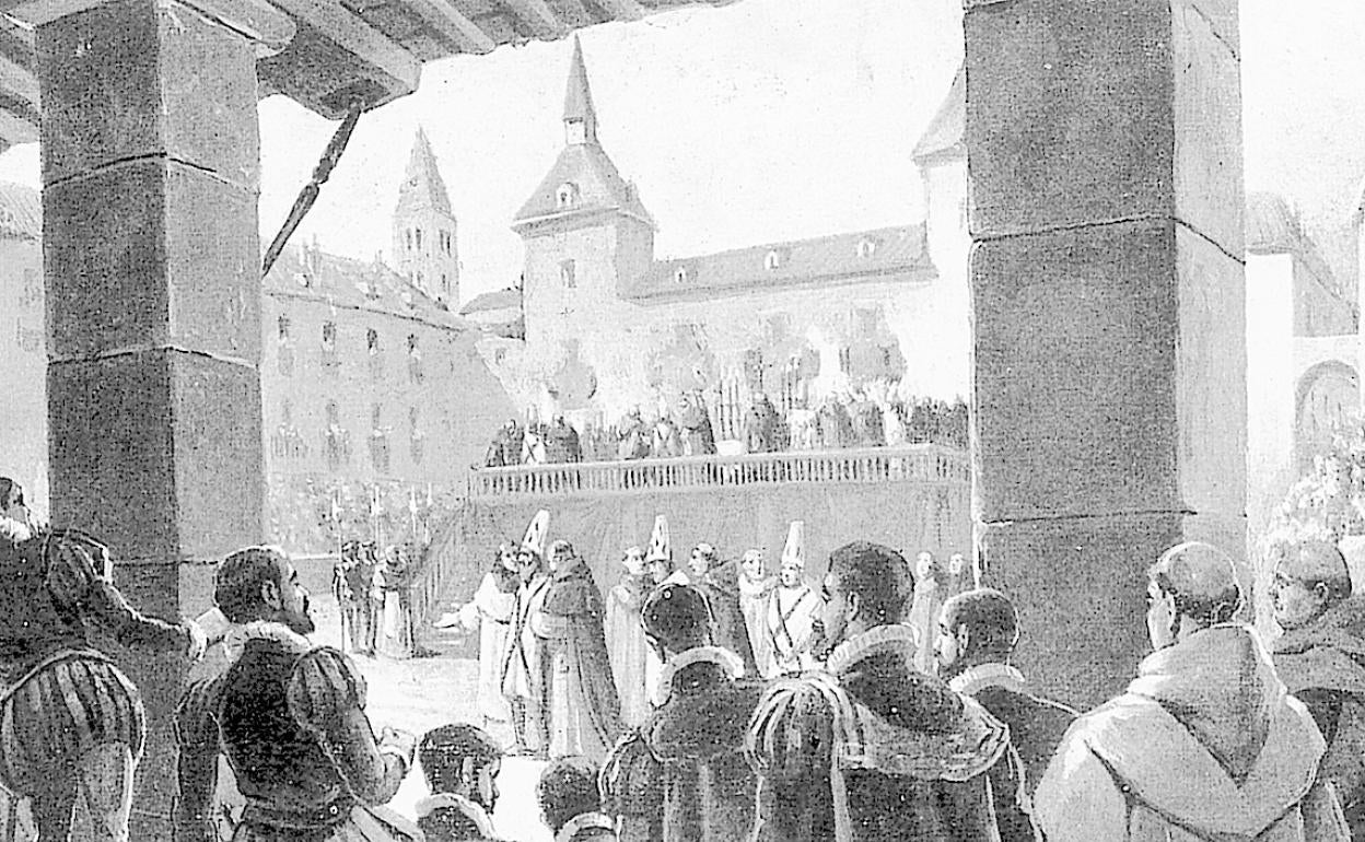 Recreación del auto de fe celebrado en la Plaza Mayor de Valladolid, en 1559. 