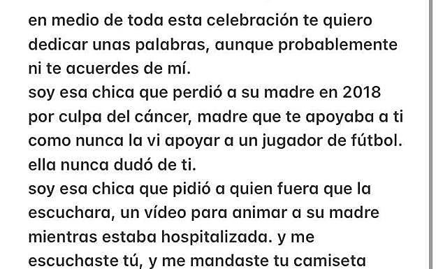 Carta que escribió Marta Díaz a Iñaki Williams.