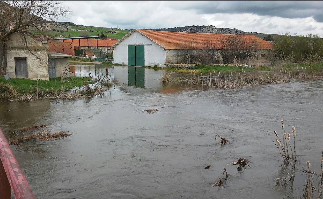 Crecida del rio Esgueva, a su paso por Villanueva de los Infantes, en 2016. 