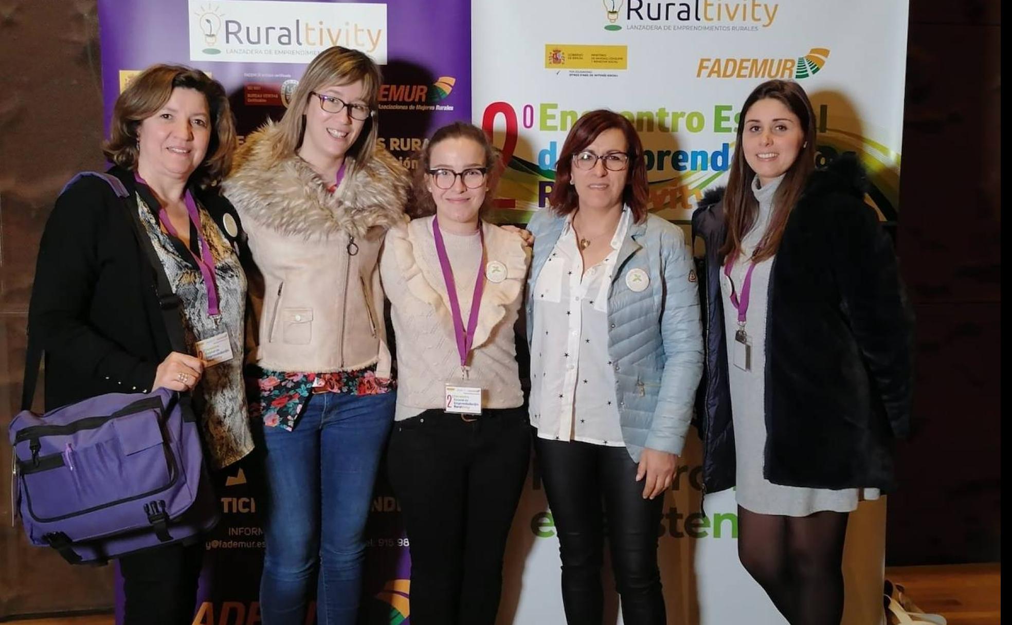 Luz Ruiz, Nuria Martín, Loreto Fernández, Sandra de Blas y Cristina Colina, en el encuentro nacional de emprendedoras de febrero de 2020. 