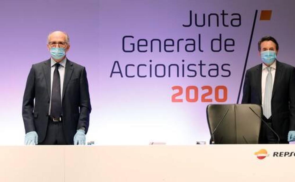 El Presidente de Repsol, Antonio Brufau (i), y el Consejero Delegado, Josu Jon Imaz (d), en una imagen de archivo. 