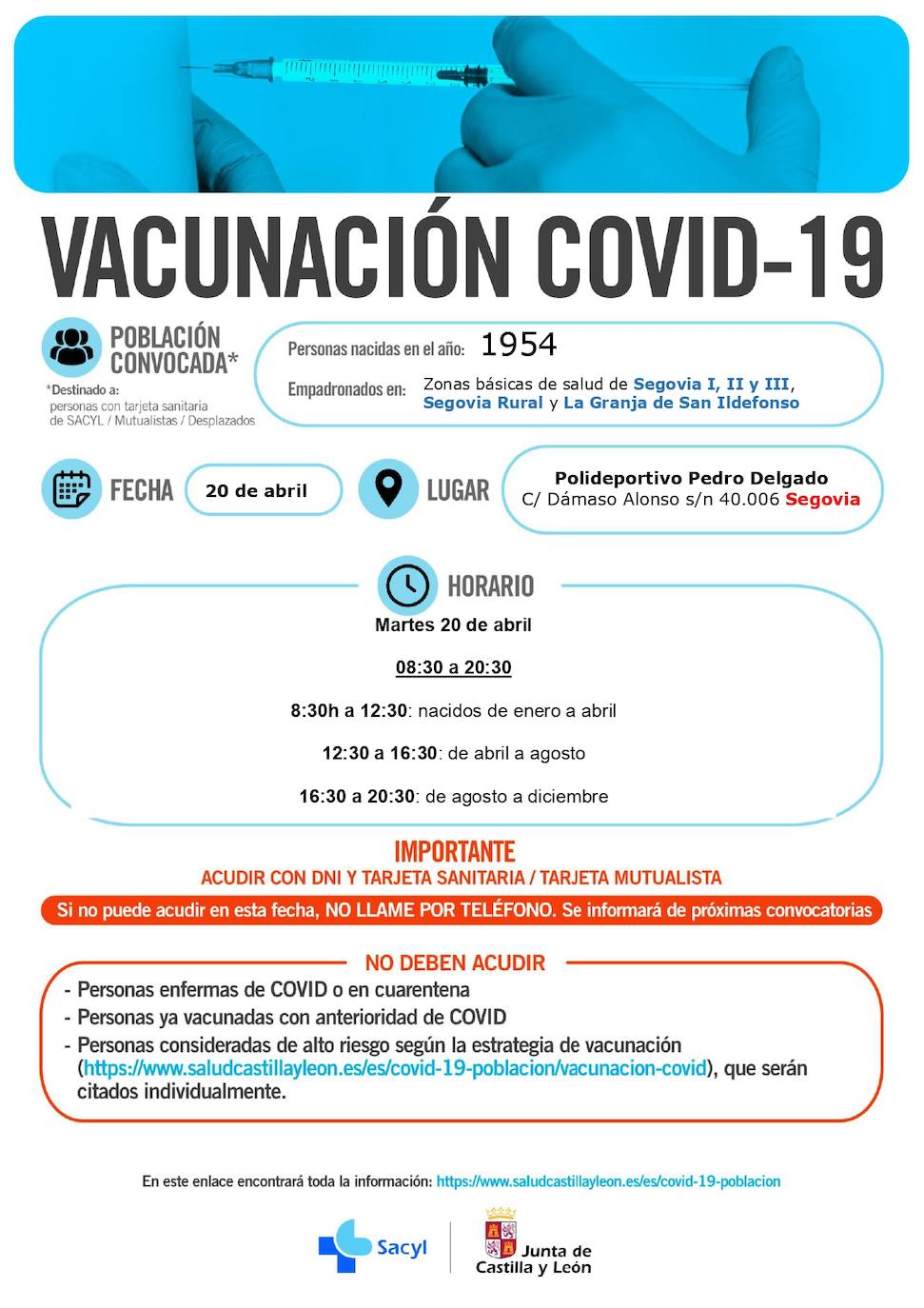 Información sobre la vacunación.