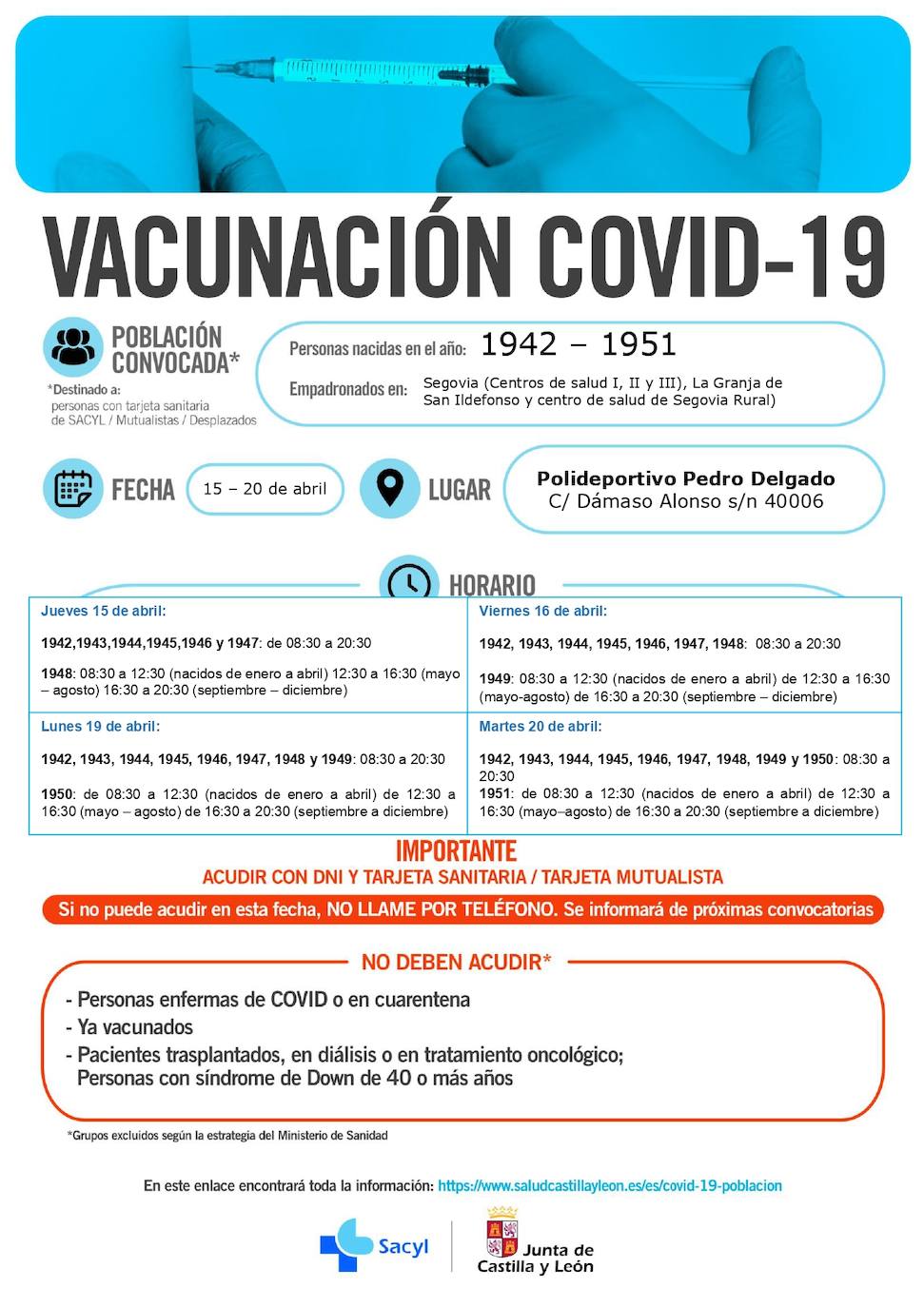 Información sobre la vacunación.