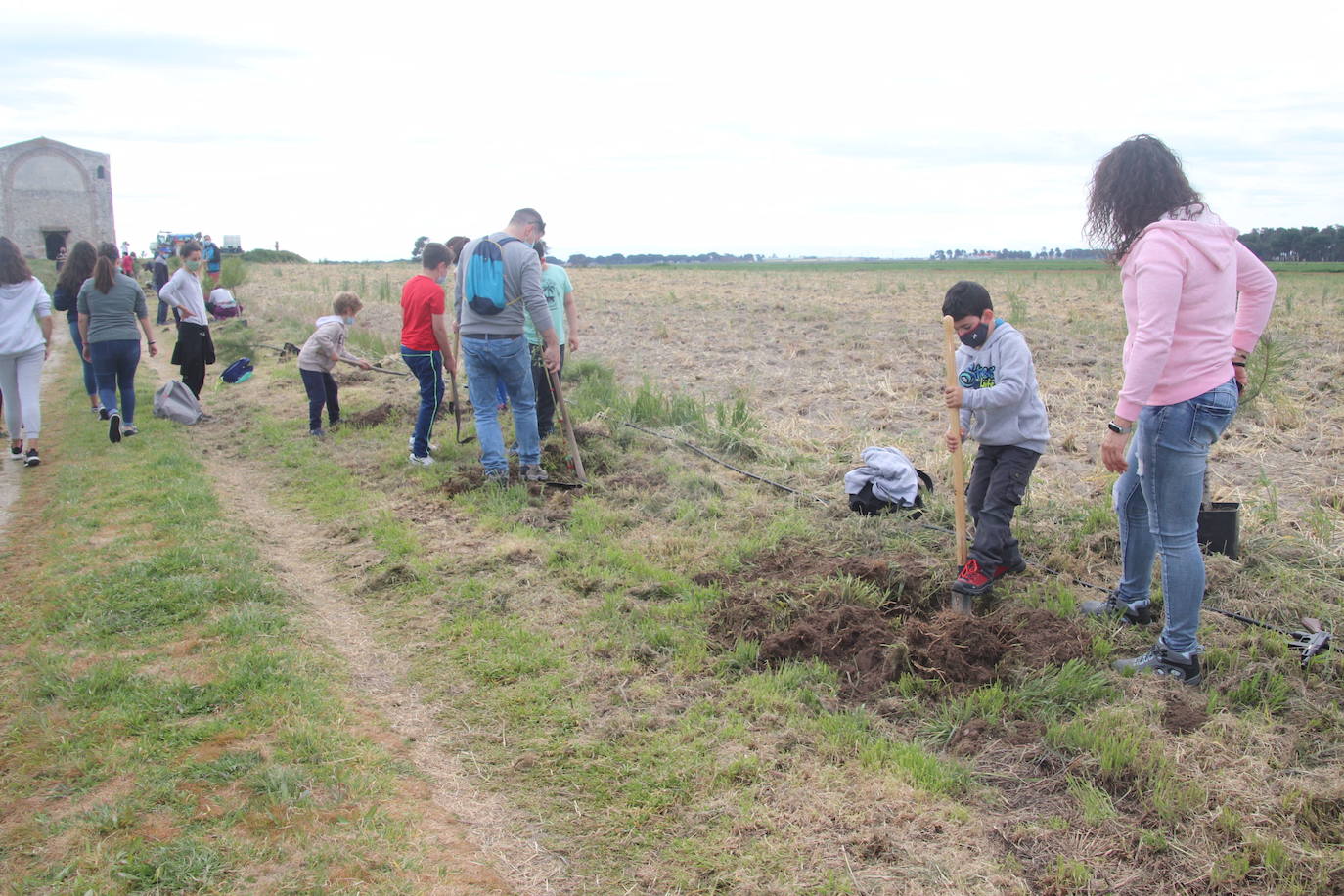 Plantación de árboles este sábado junto a la ermita de San Mamés.