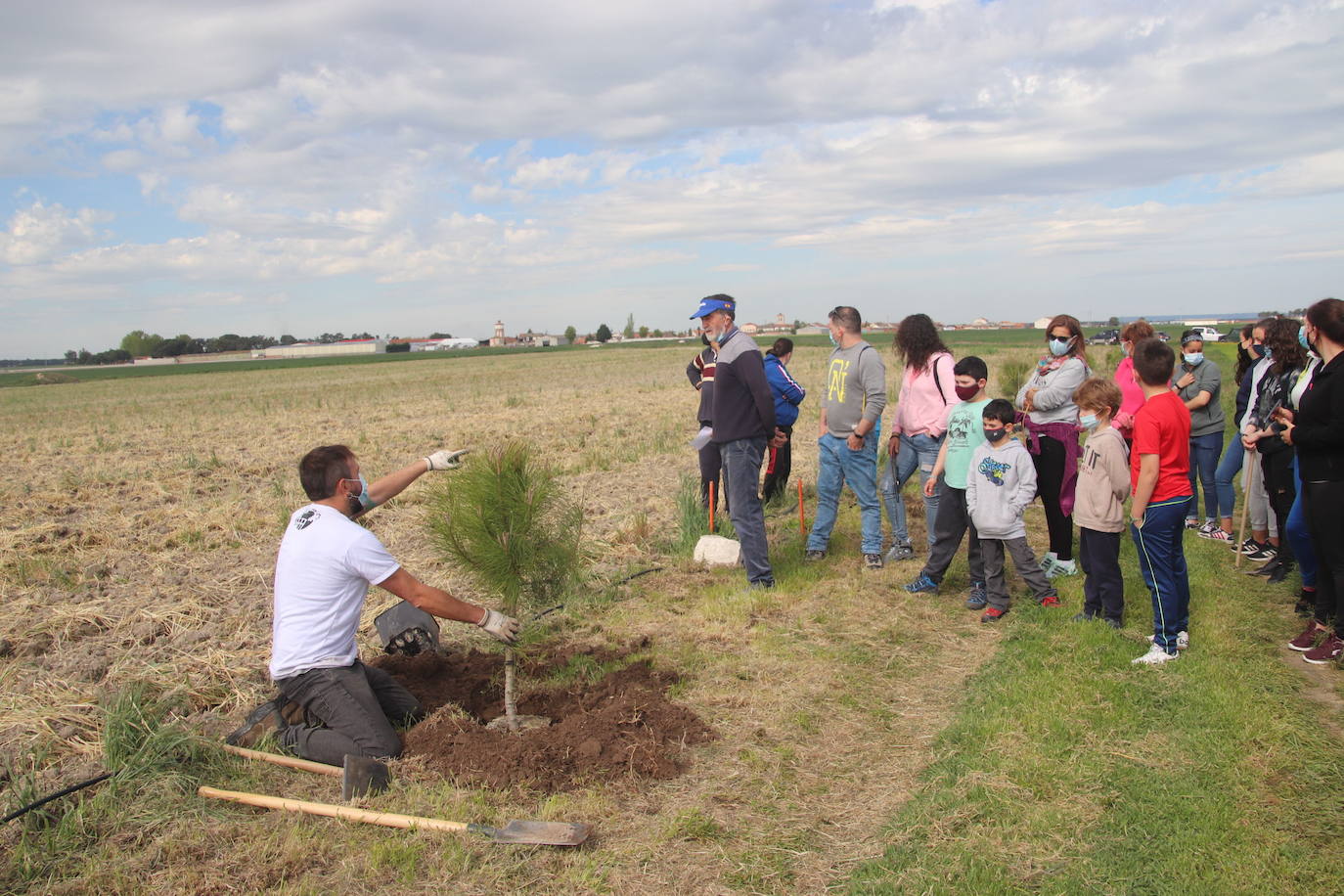 Plantación de árboles este sábado junto a la ermita de San Mamés.