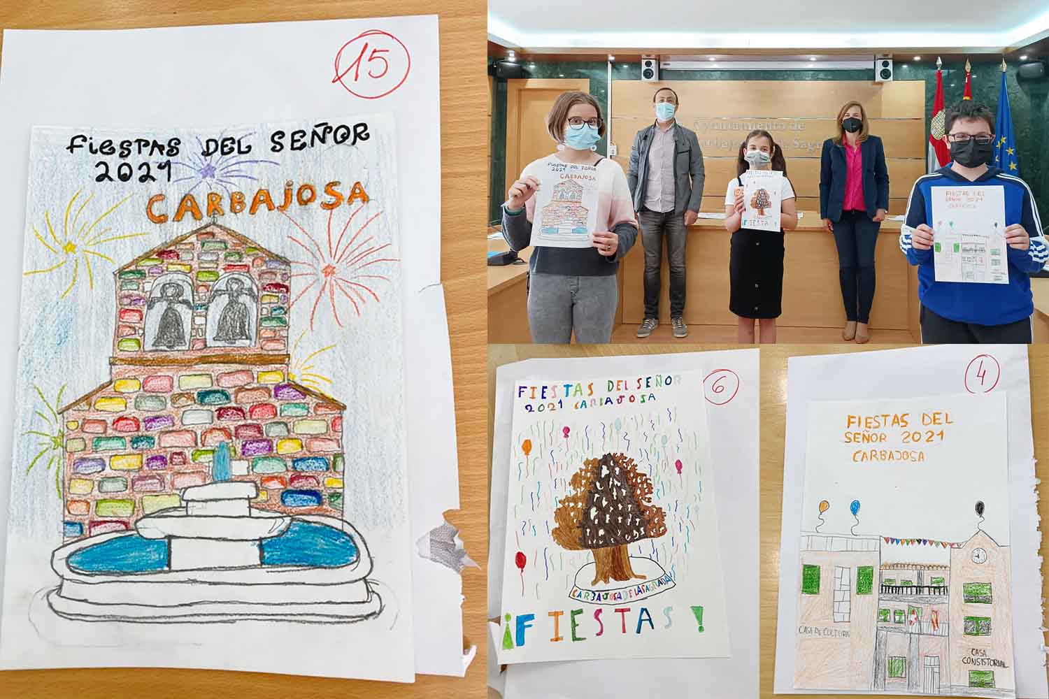 Dibujo ganador que ilustrará el cartel de las Fiestas del Señor y los finalistas.