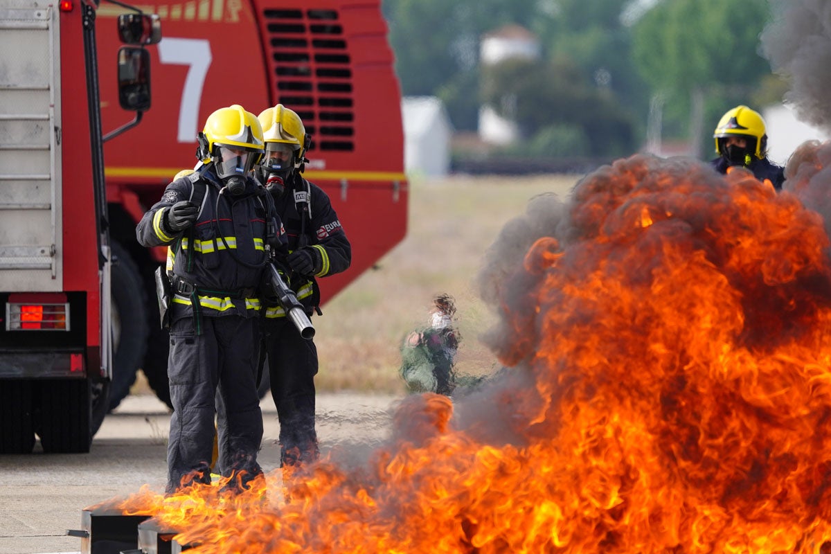 Maniobras del simulacro VEGA21 en la base aérea de Matacán, Salamanca 