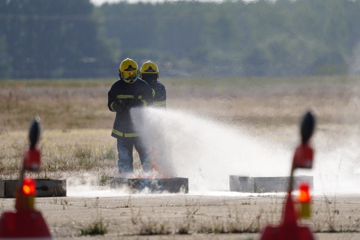 Maniobras del simulacro VEGA21 en la base aérea de Matacán, Salamanca 