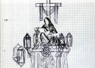 Imagen secundaria 1 - Varios de los bocetos de Luis Luna Moreno, para las andas de varias tallas de la Semana Santa vallisoletana. 