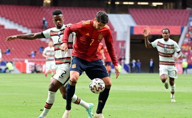 Álvaro Morata, durante el partido contra Portugal. 