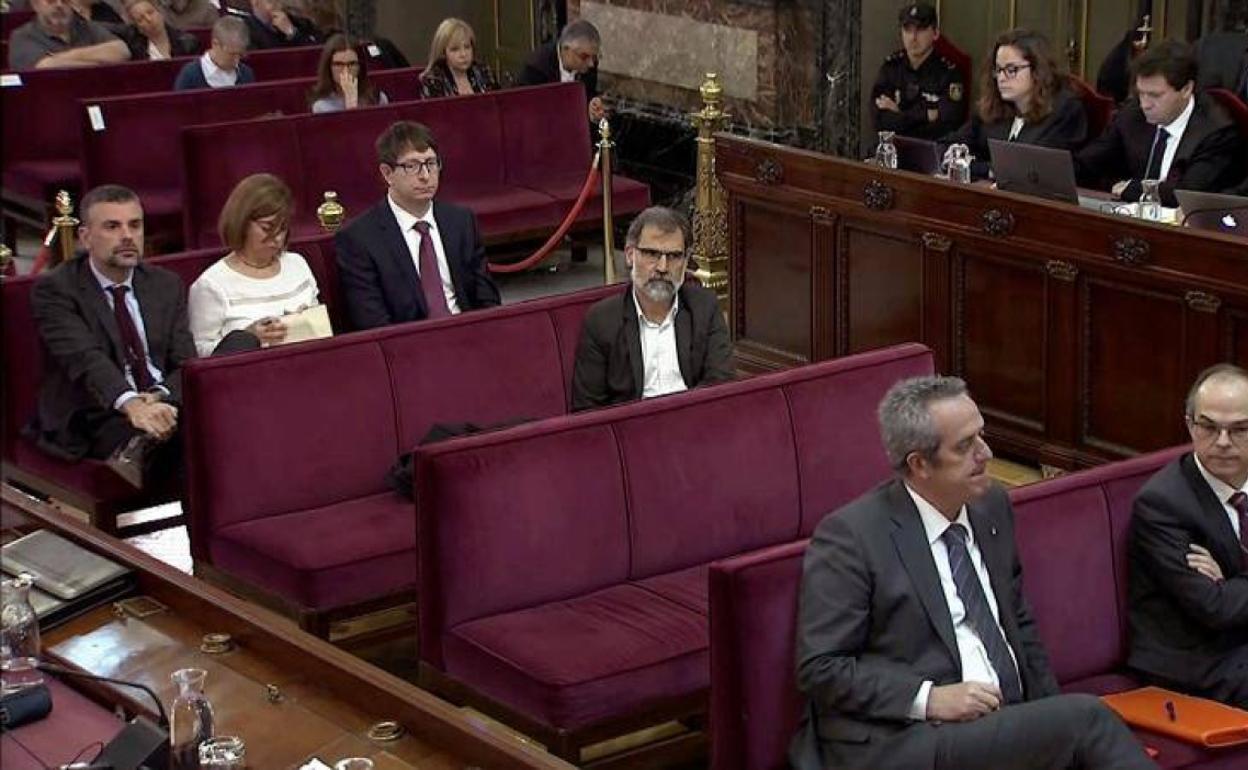 Banquillo d elos acusados en el Tribunal Supremo en el juicio por el 'procés'.