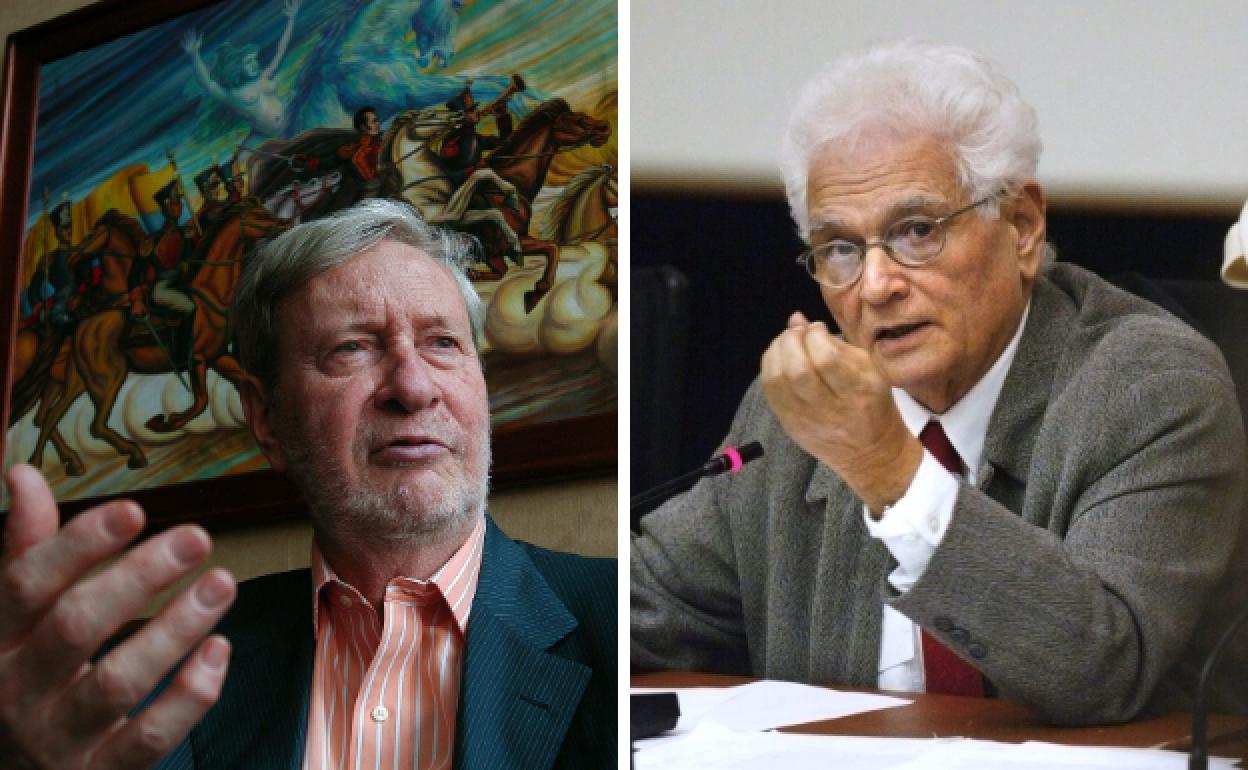 Los filósofos Gianni Vattimo y Jacques Derrida, defensores de la 'deconstrucción'.