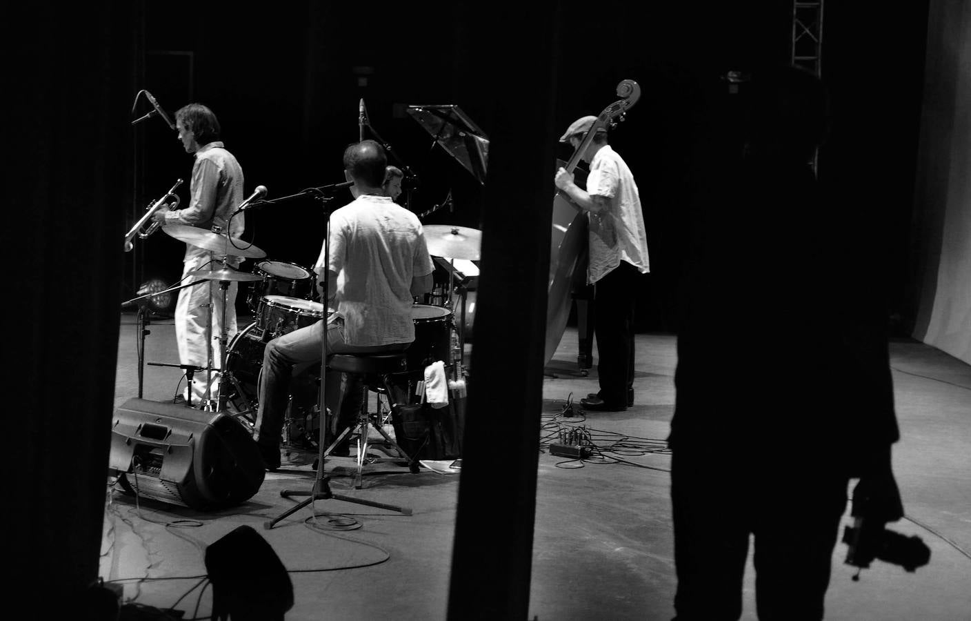 Fotos: l baterista Gonzalo del Val y la trompeta de Benet Palet, en el Festival de Jazz de Medina del Campo