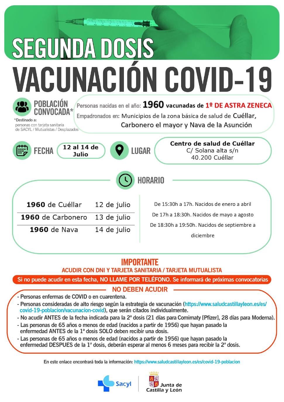 Horarios e información sobre la vacunación.