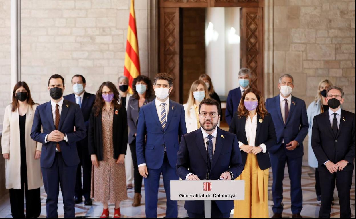 El Gobierno de Cataluña, en una comparecencia de su presidente, Pere Aragonès. 