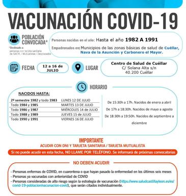 Información y horarios sobre la vacunación.