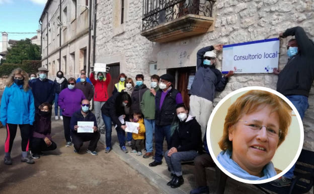 Concentración celebrada el año pasado en Ayllón para reclamar mejoras en la atención sanitaria rural de esta zona de Segovia. La alcaldesa de la localidad,. María Jesús Sanz. 