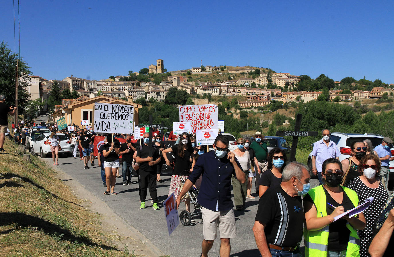 Manifestación este sábado en Sepúlveda en contra de los recortes sanitarios.