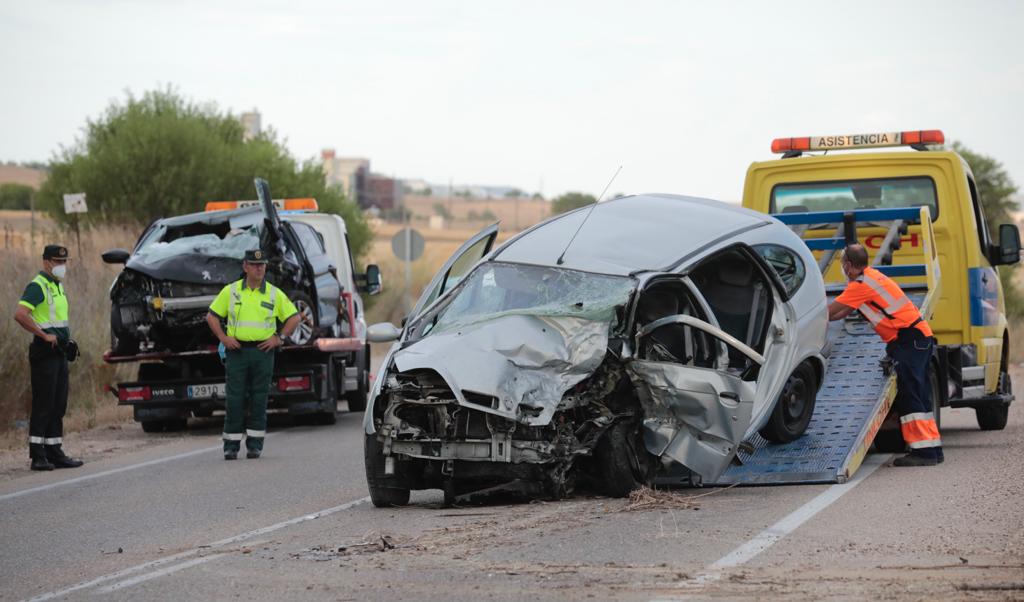 Vehículos en el lugar del accidente.