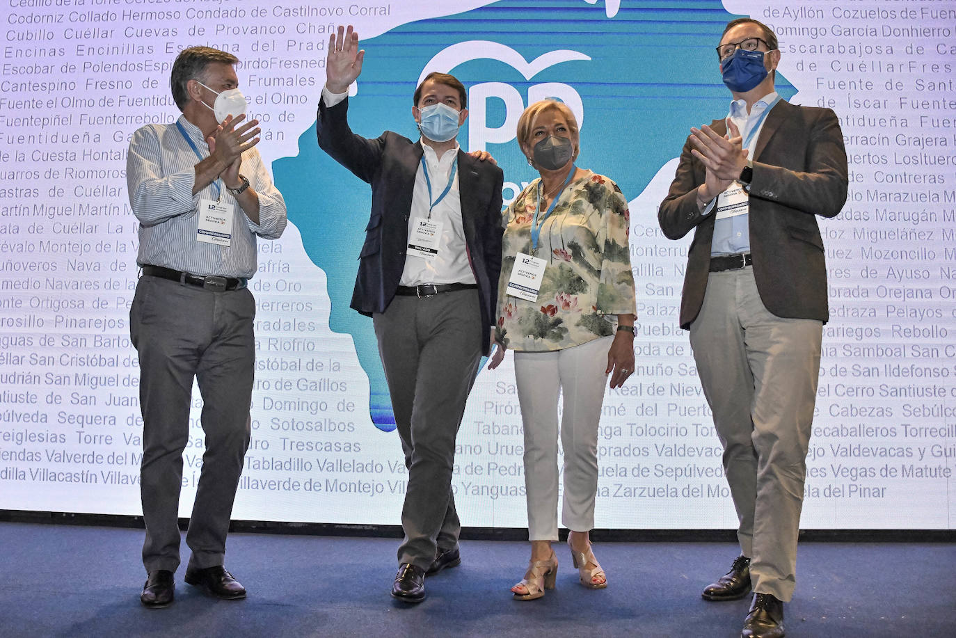 Francisco Vázquez, Alfonso Fernández Mañueco, Paloma Sanz y Javier Maroto, durante el Comité Provincial del PP.