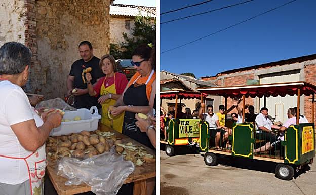 Preparación de la 'patatada' y el tren turístico.