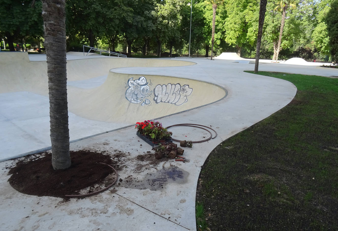 Fotos: Pintadas en el skate park de de La Rosaleda