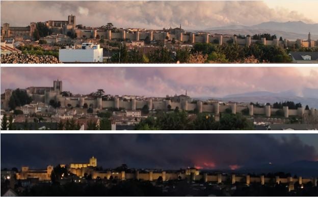 El incendio de Navalacruz visto desde Ávila. 