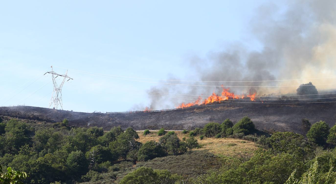 Incendio en la localidad de Trabadelo, León.