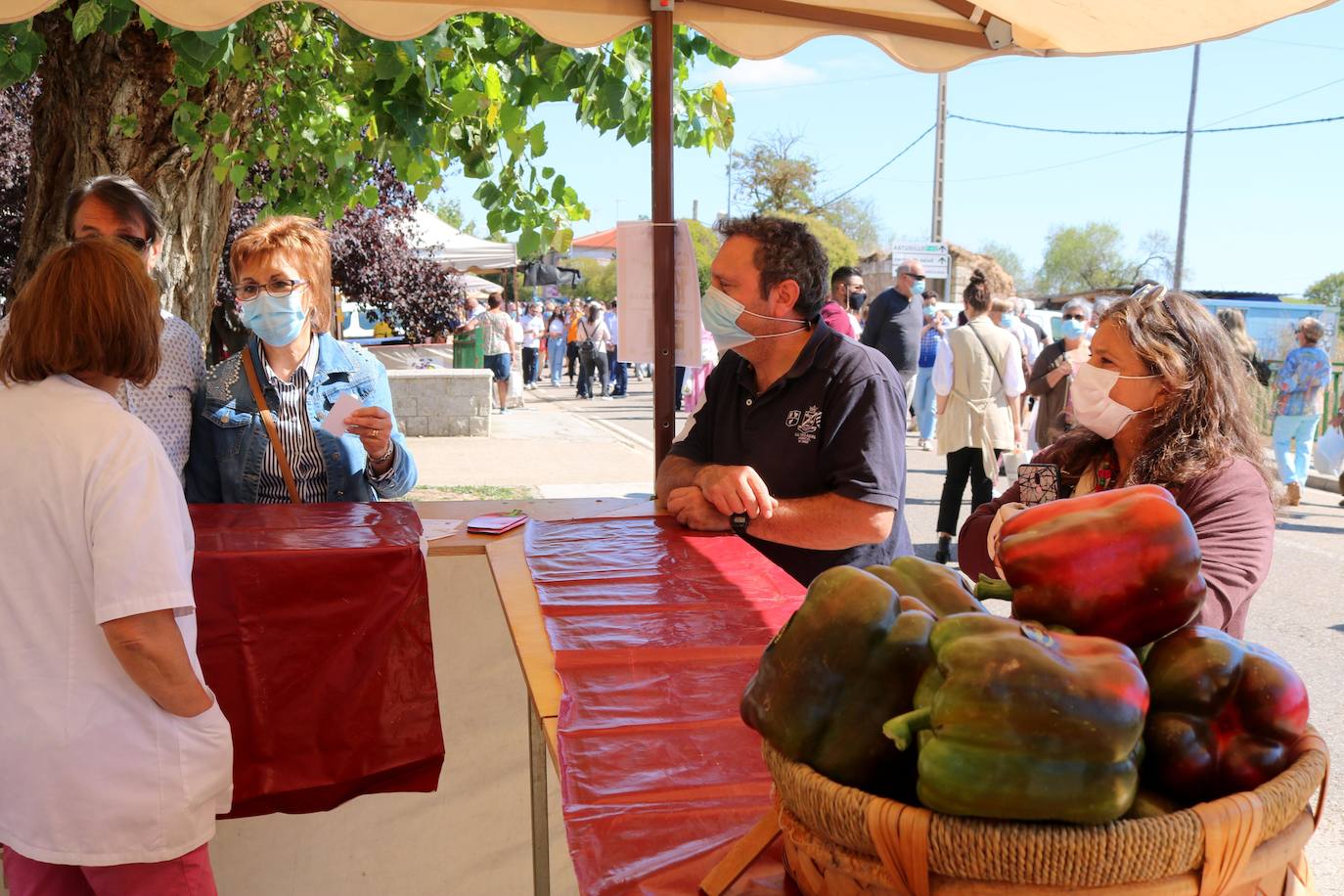 Uno de los puestos de la Feria del Pimiento, hoy en Torquemada. 