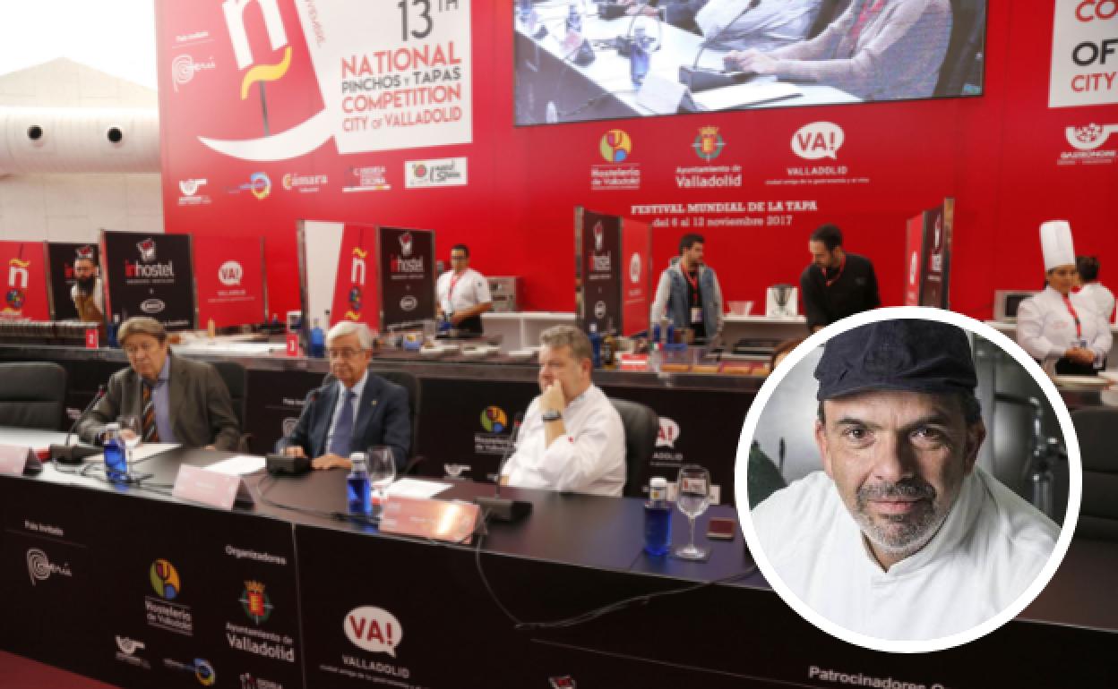 Jurado de una edición previa del Mundial de Tapas en Valladolid. A la derecha, el chef Jesús Sánchez. 