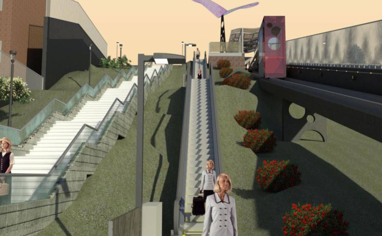 Proyecto del ascensor y las escaleras mecánicas en la ladera norte de Parquesol. 