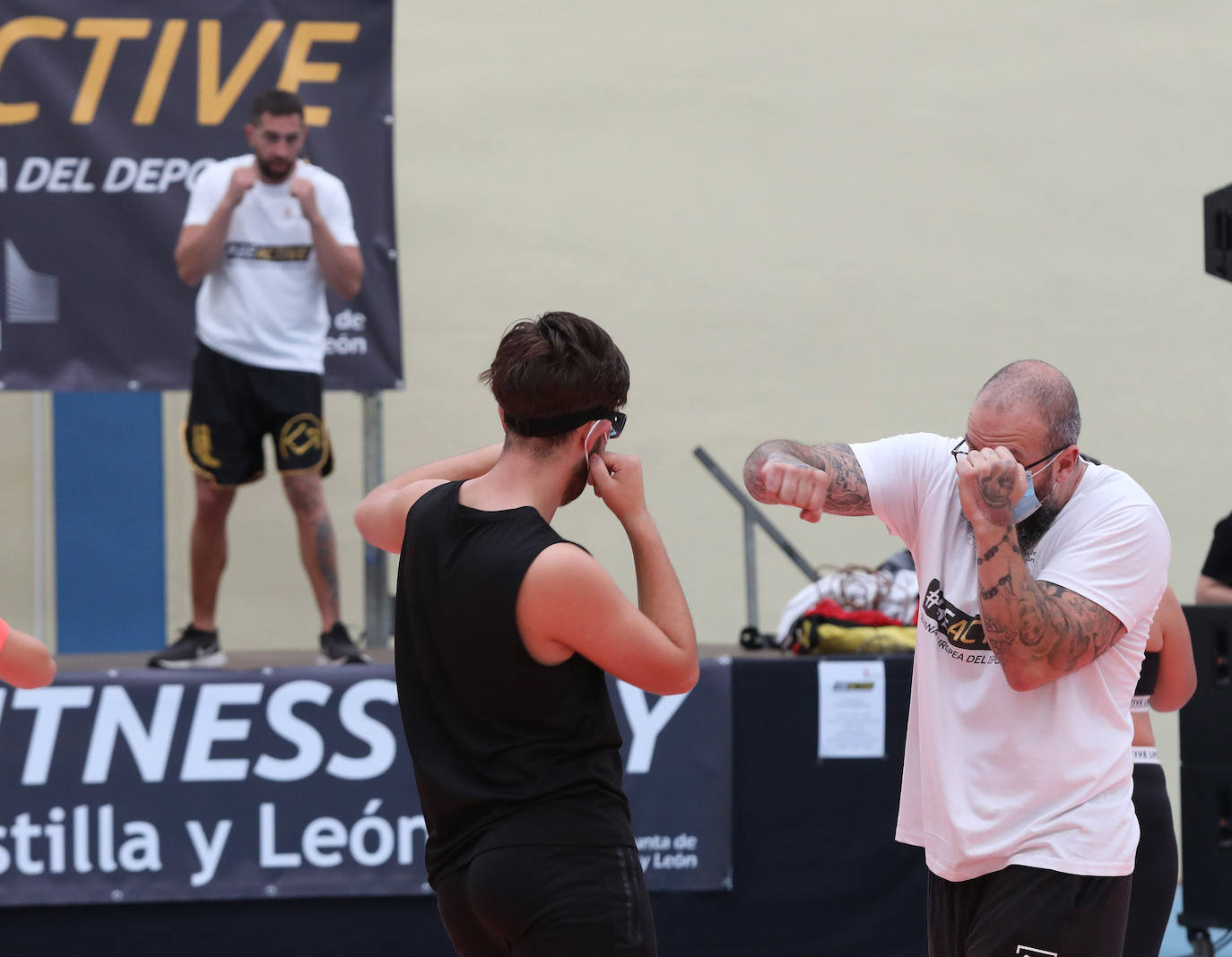 Actividad de boxeo, esta mañana en el Campo de la Juventud de Palencia. 