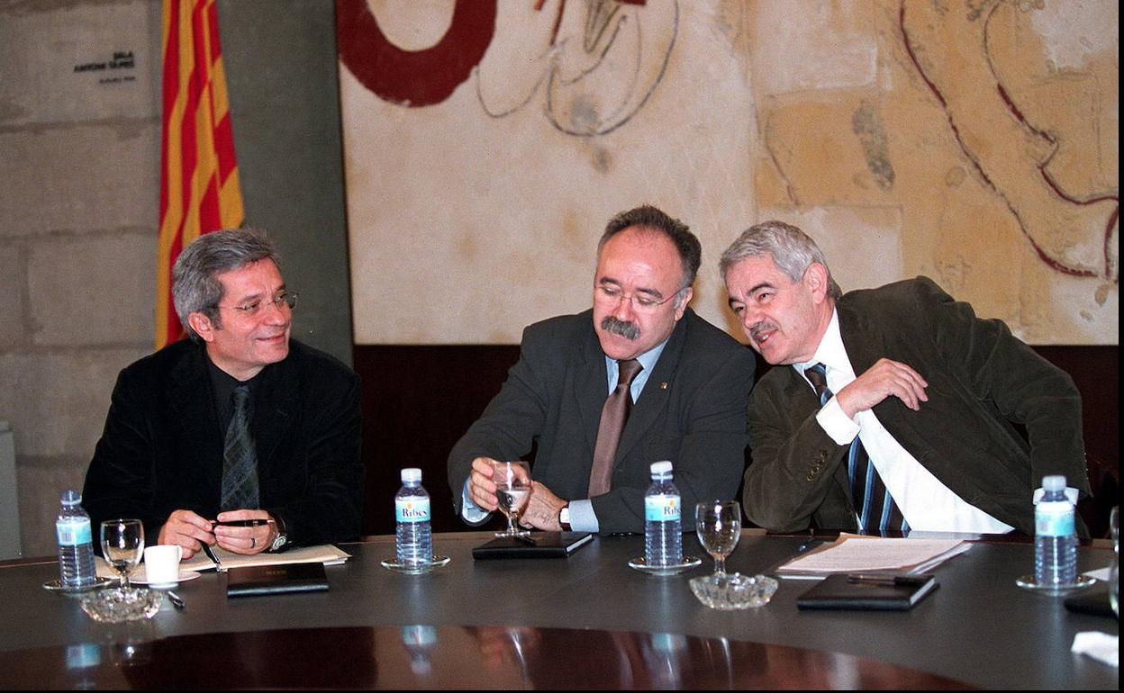 Joan Saura, Josep Lluis Carod Rovira y Pasqual Maragall, principales líderes del tripartito que gobernó Cataluña entre 2003 y 2006.