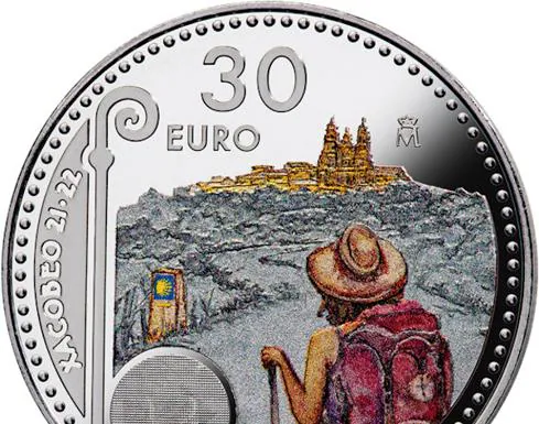 Moneda de 30 euros que se acuñará con motivo del Año Xacobeo. 