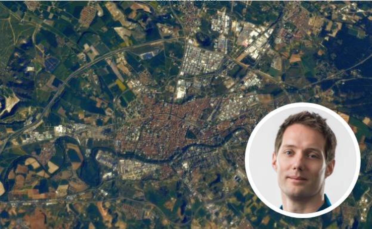 Valladolid, vista desde el espacio en la imagen que llamó la atención del astronauta. En detalle, Thomas Pesquet.