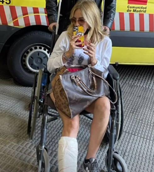 Belén con la pierna escayolada. 