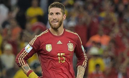 Sergio Ramos, en un partido con la selección española. 