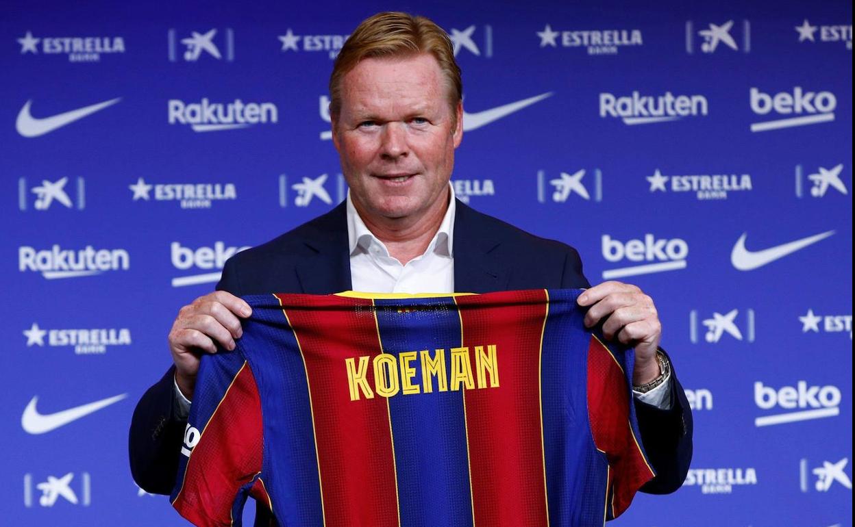 Ronald Koeman, en su presentación celebrado como entrenador del FC. Barcelona