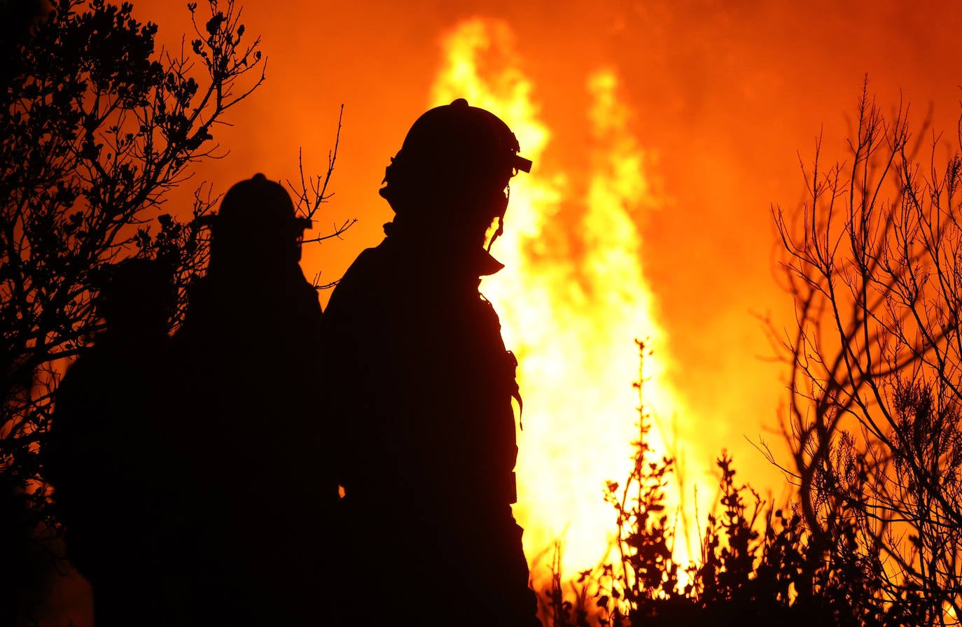 Un incendio sorprende por su virulencia en la Sierra de Francia. 