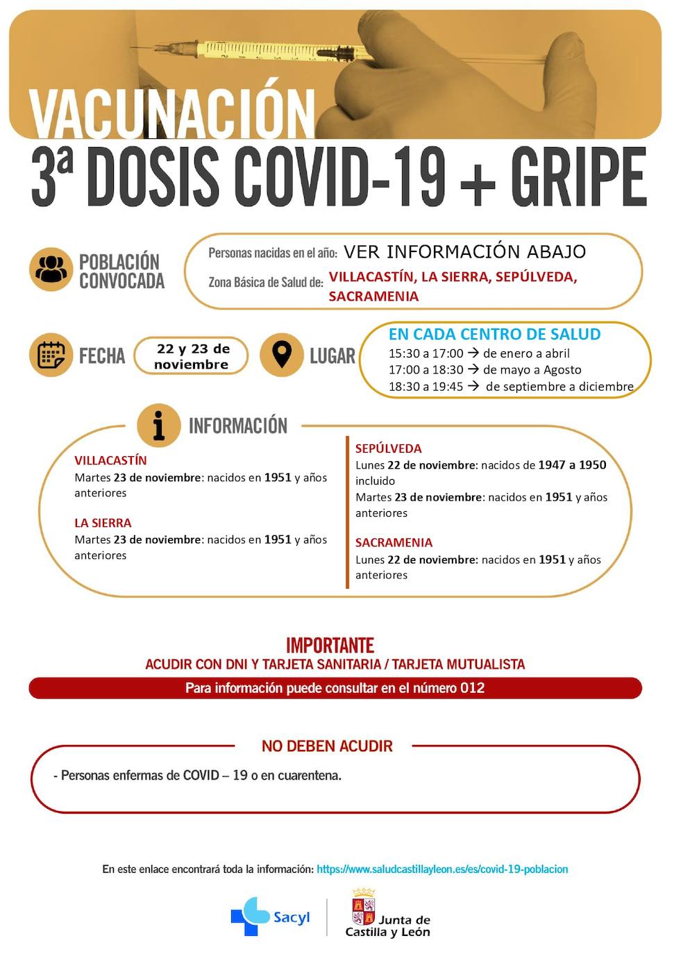 Información sobre la tercera dosis de la covid y la vacuna contra la gripe.