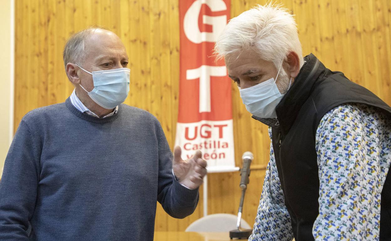 Faustino Temprano junto al secretario provincial general de UGT, Marcelino Muñoz. 