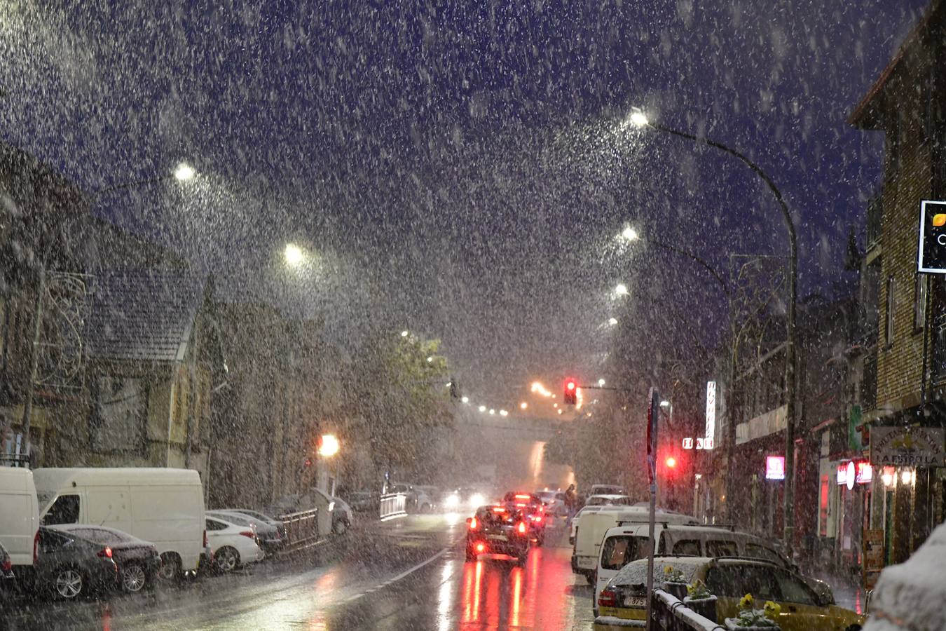 Nieve en El Espinar (Segovia).