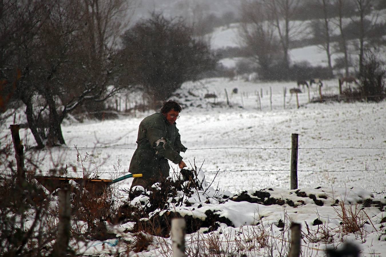La nieve comienza a caer sobre la comarca de los Argüellos (León)