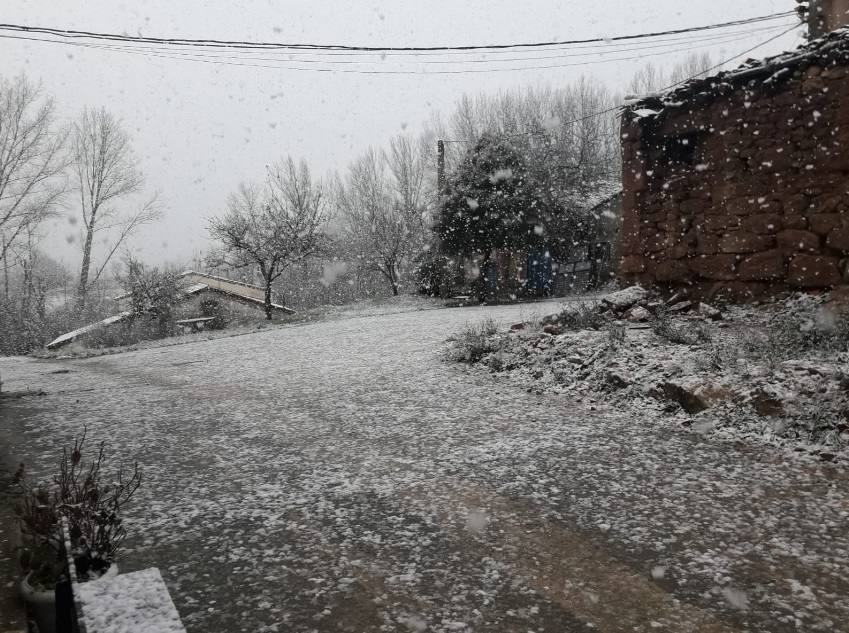 Nieve en La Gallega a 1.112 metros, en Burgos. 