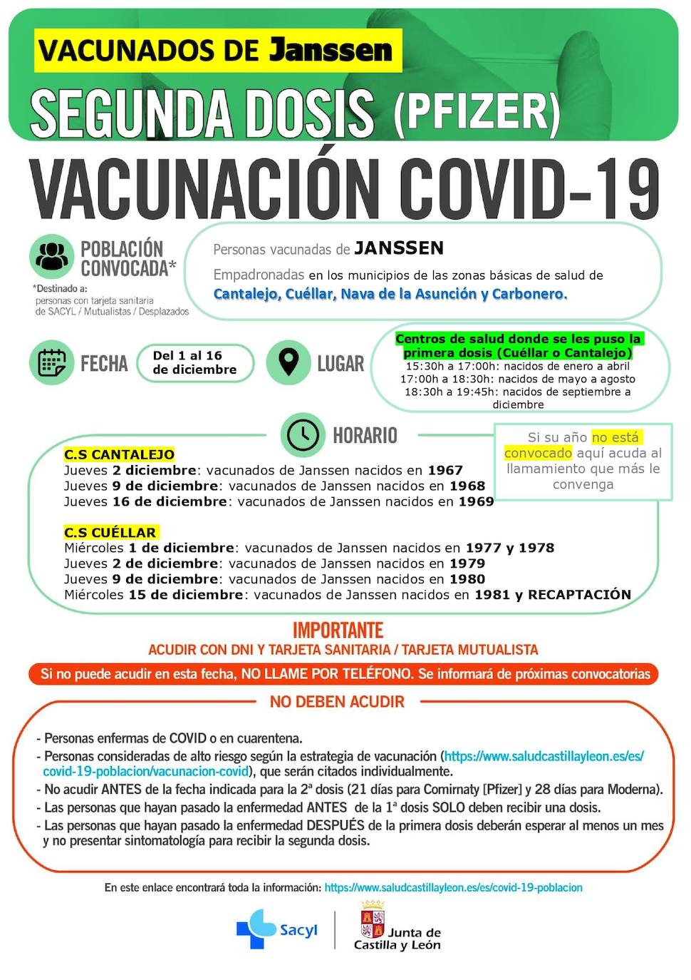 Información y horarios sobre la vacunación en la provincia de Segovia.