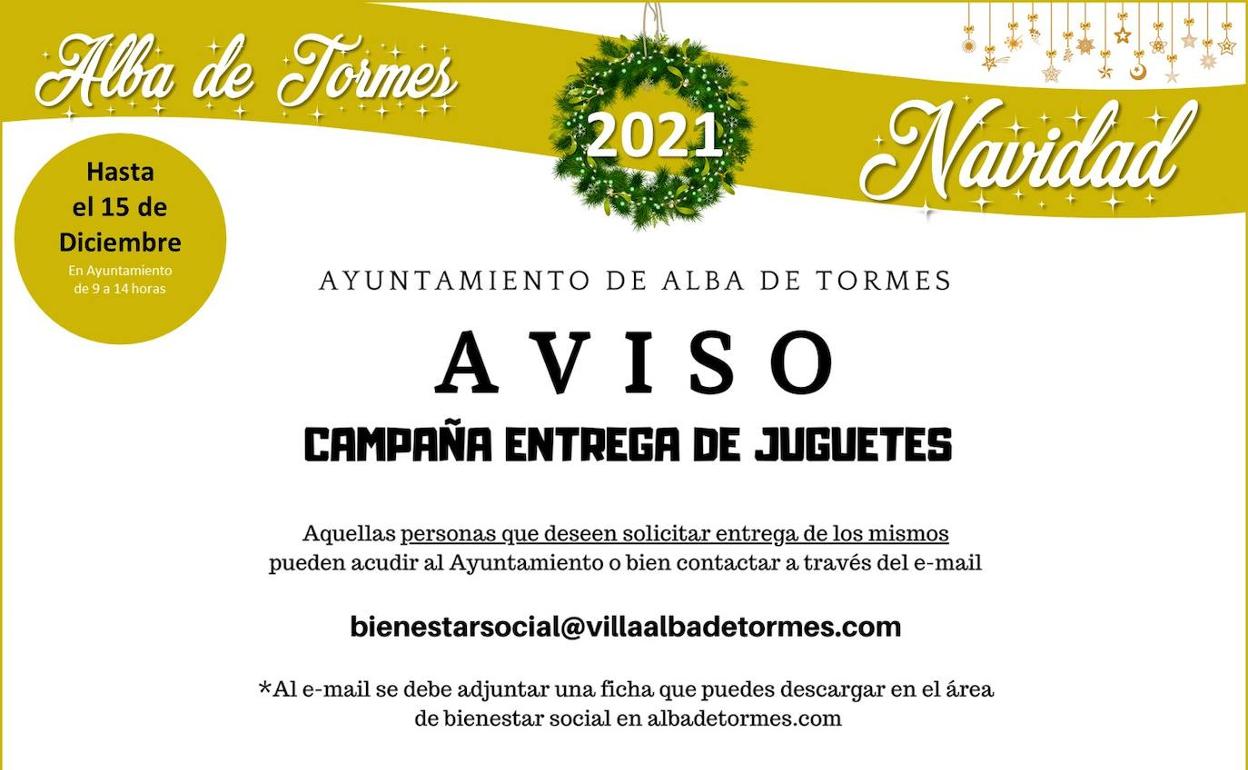 Cartel de la campaña de entrega de juguetes.