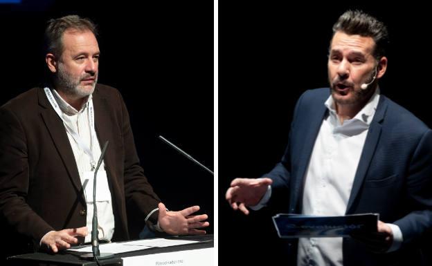 El director de El Norte de Castilla, Ángel Ortiz, y el presentador del congreso, el mago Javi Martín.