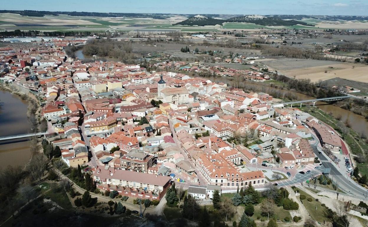 Imagen aérea de Tudela de Duero. 