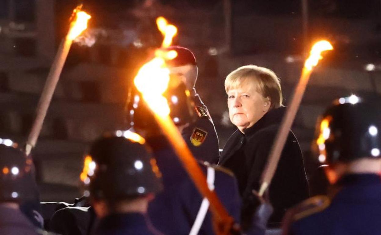 Angela Merkel, durante su homenaje de despedida. 